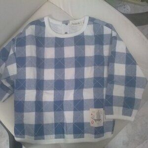 Pastel Blue and White Checked Sweatshirts, Brand New, Sizes 2 & 7 - RUNS BIG
